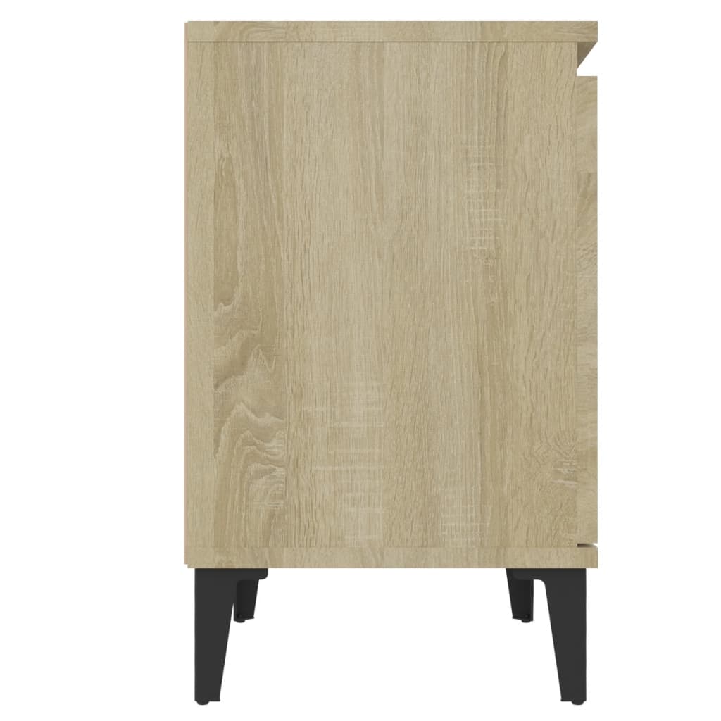 Noćni ormarić s metalnim nogama boja hrasta 40 x 30 x 50 cm