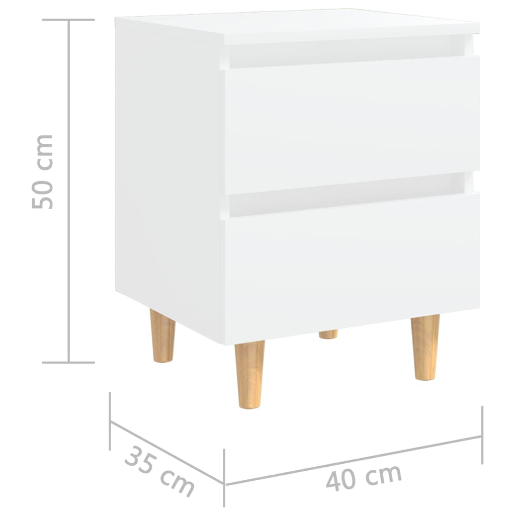 Noćni ormarići s nogama od borovine 2 kom bijeli 40x35x50 cm