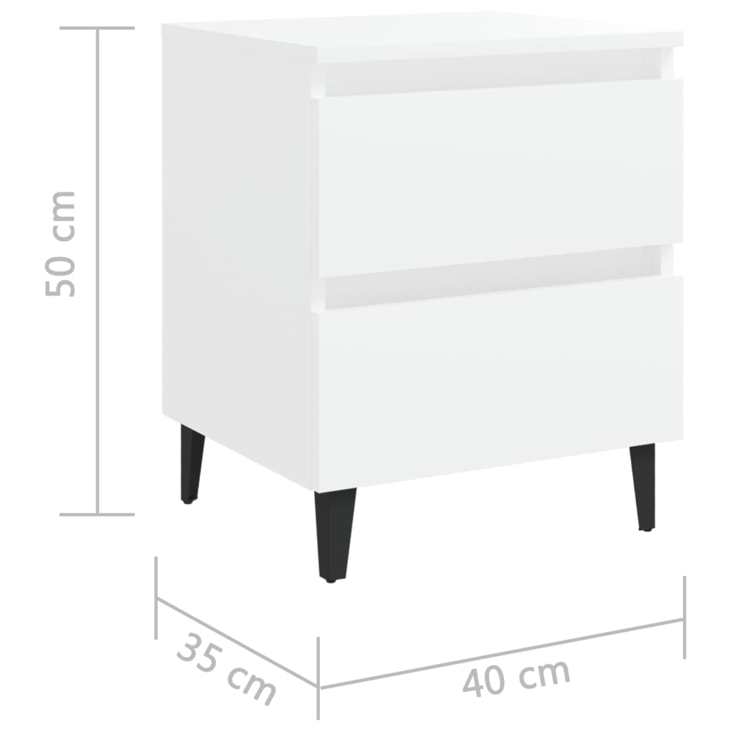 Noćni ormarići 2 kom bijeli 40 x 35 x 50 cm konstruirano drvo