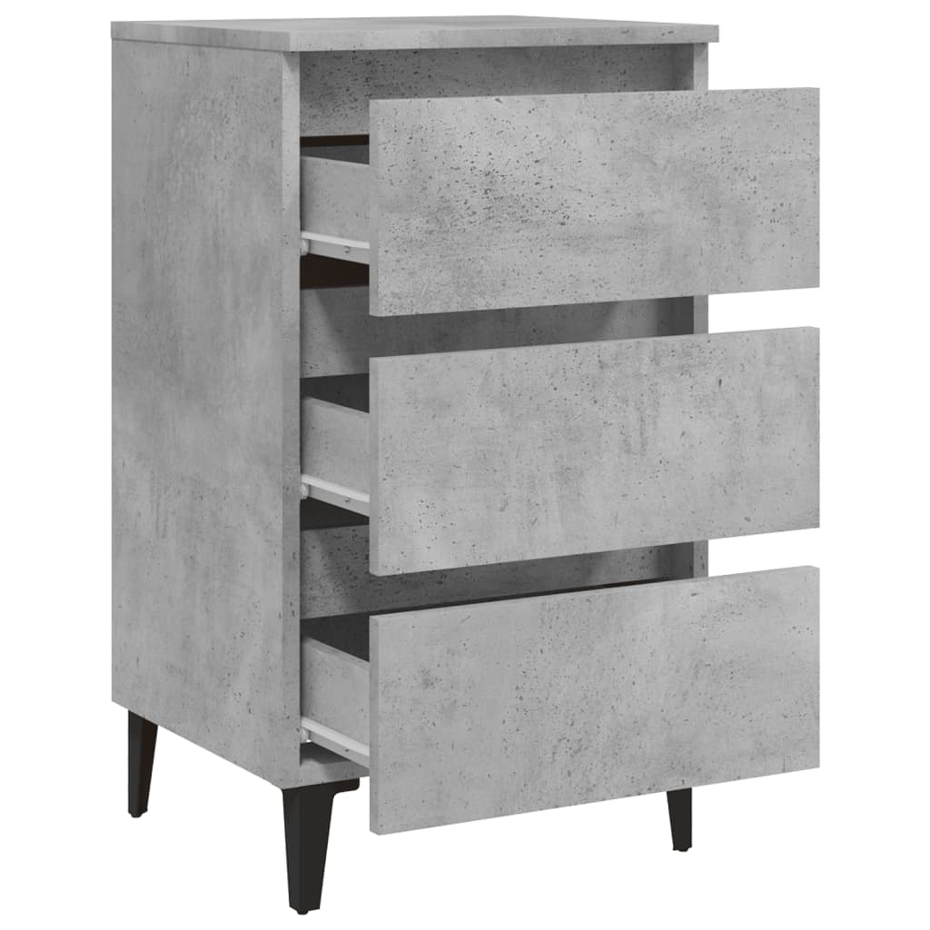 Noćni ormarić s metalnim nogama boja betona 40 x 35 x 69 cm