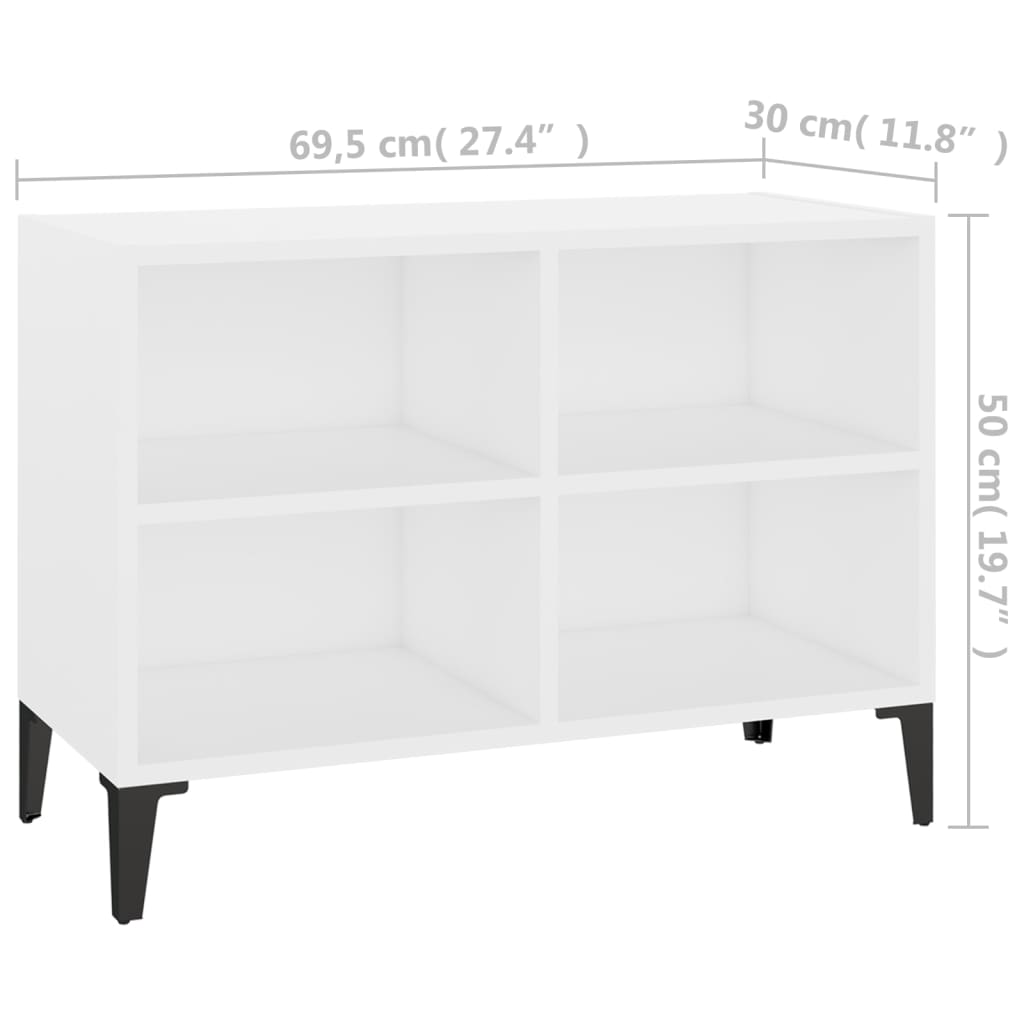 TV ormarić s metalnim nogama bijeli 69,5 x 30 x 50 cm