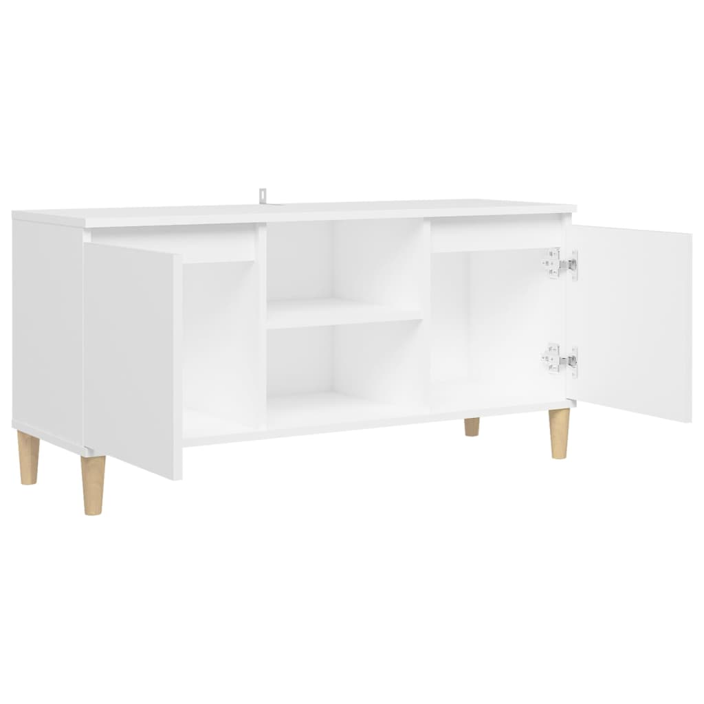 TV ormarić s nogama od masivnog drva bijeli 103,5 x 35 x 50 cm