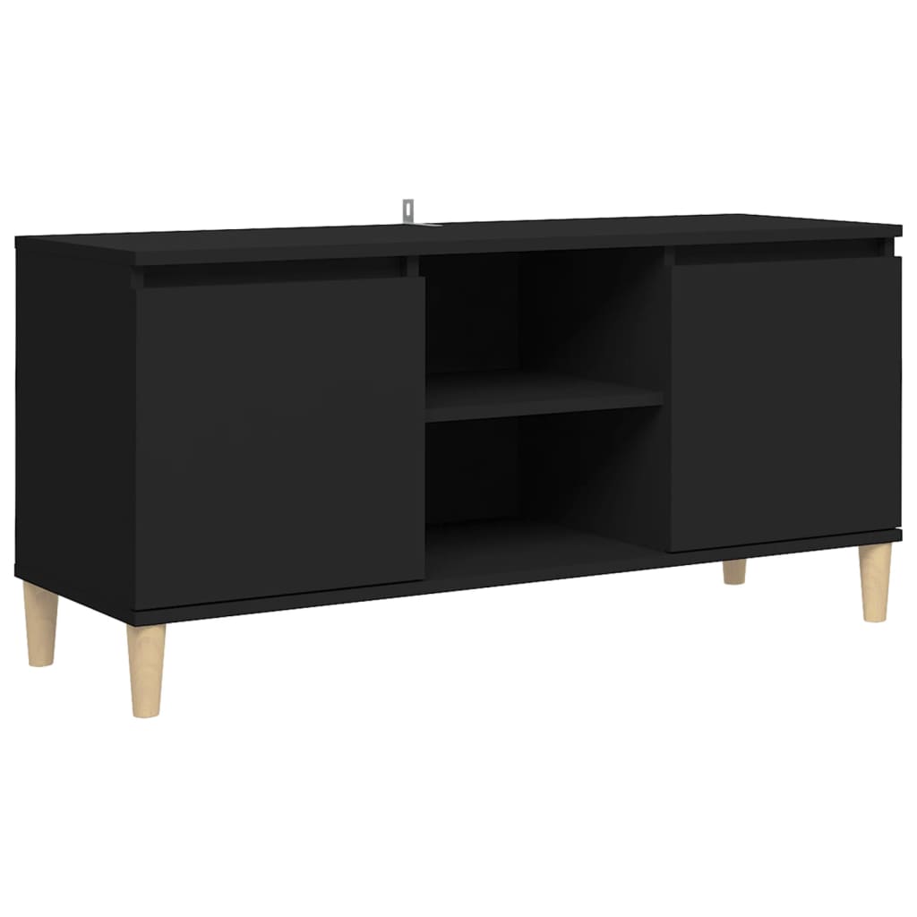 TV ormarić s nogama od masivnog drva crni 103,5 x 35 x 50 cm