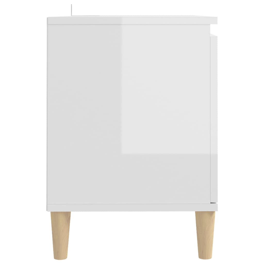 TV ormarić s drvenim nogama sjajni bijeli 103,5x35x50 cm