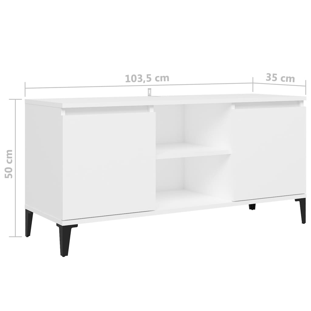 TV ormarić s metalnim nogama bijeli 103,5 x 35 x 50 cm
