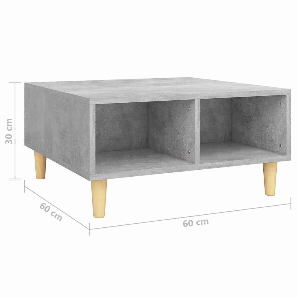 Stolić za kavu siva boja betona 60x60x30 cm konstruirano drvo