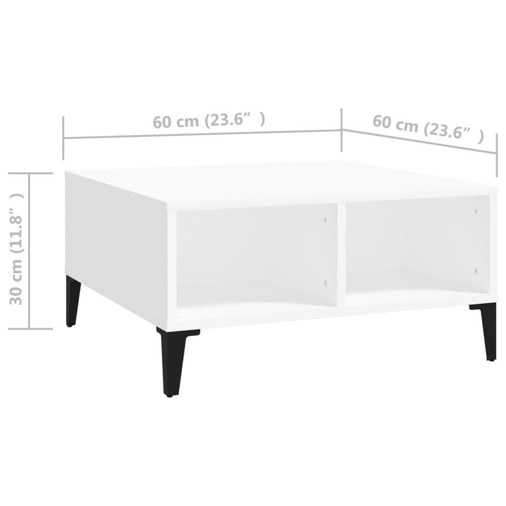 Stolić za kavu bijeli 60 x 60 x 30 cm od konstruiranog drva