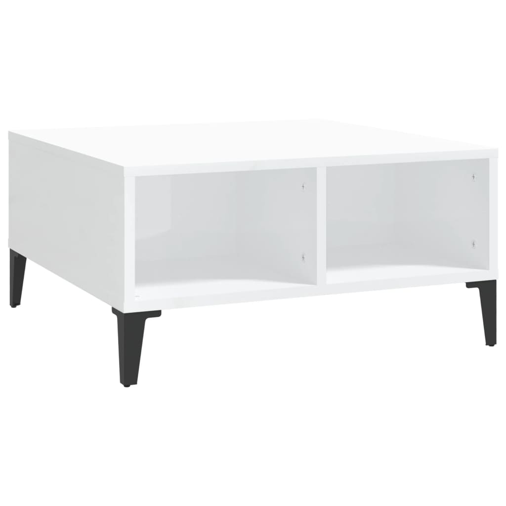 Stolić za kavu visoki sjaj bijeli 60x60x30 cm konstruirano drvo
