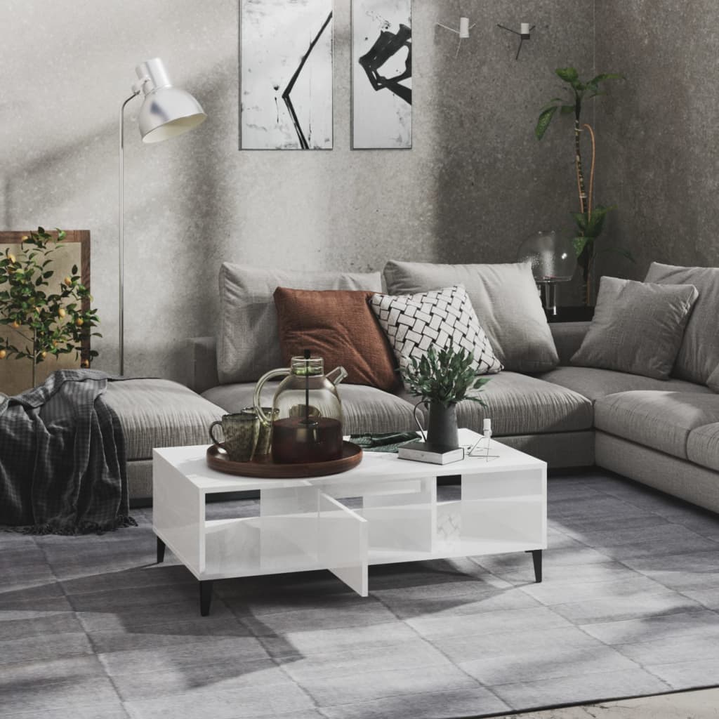 Stolić za kavu sjajni bijeli 103,5x60x35 cm konstruirano drvo
