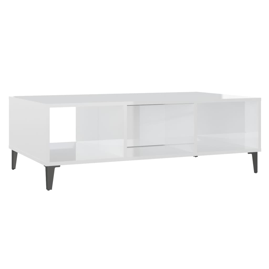 Stolić za kavu sjajni bijeli 103,5x60x35 cm konstruirano drvo