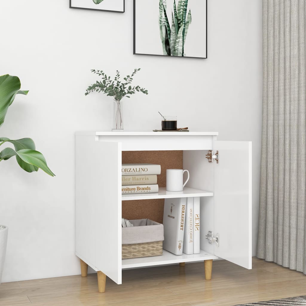 Komoda s drvenim nogama bijela 60x35x70 cm konstruirano drvo