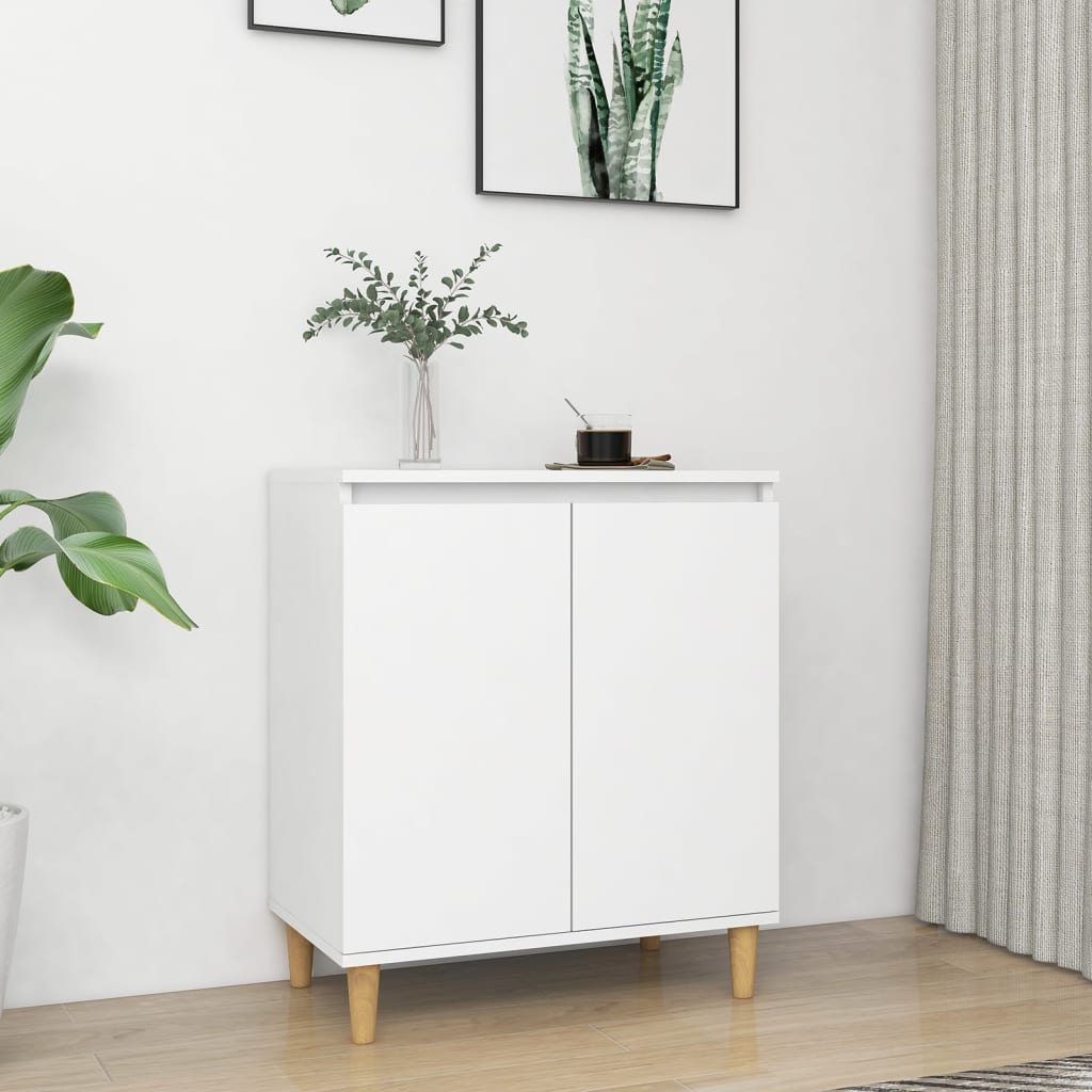 Komoda s drvenim nogama bijela 60x35x70 cm konstruirano drvo