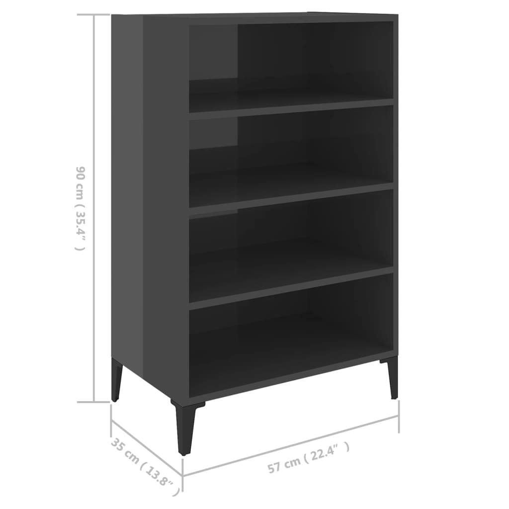 Komoda visoki sjaj siva 57 x 35 x 90 cm od konstruiranog drva