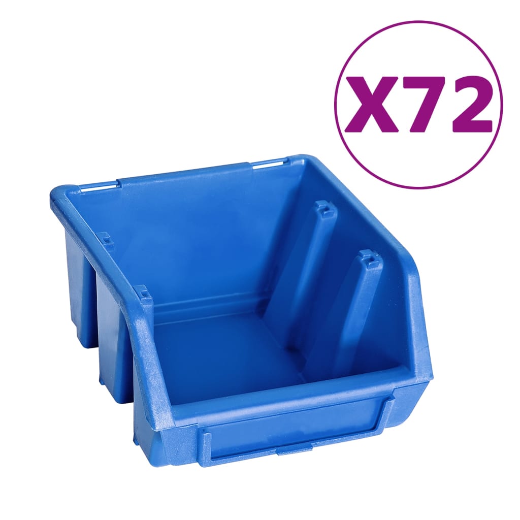 128-dijelni set kutija za pohranu sa zidnim pločama plavo-crni