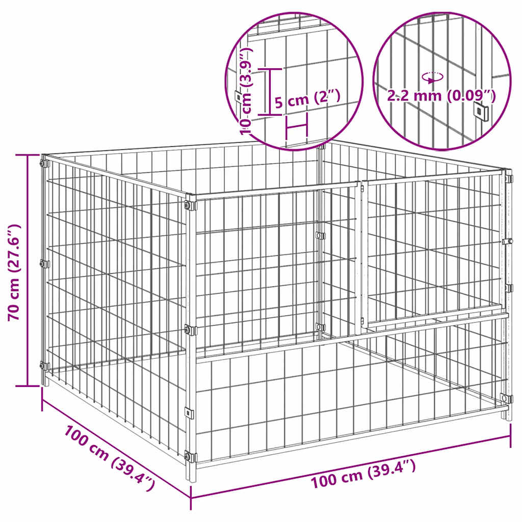 Kavez za pse crni 100 x 100 x 70 cm čelični