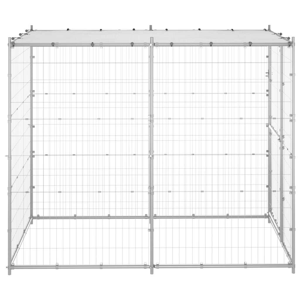 Vanjski kavez za pse s krovom pocinčani čelik 110x220x180 cm