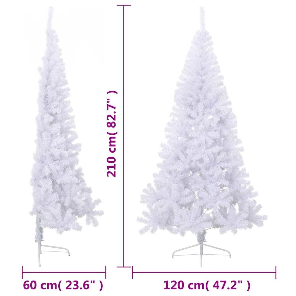 Umjetna polovica božićnog drvca sa stalkom bijela 210 cm PVC
