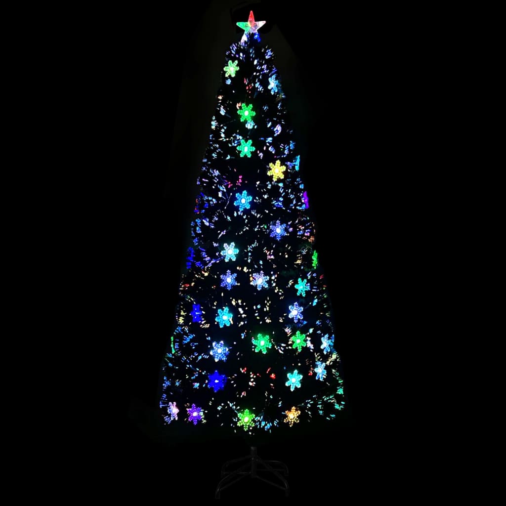 Božićno drvce s LED pahuljama crno 240 cm od optičkih vlakana