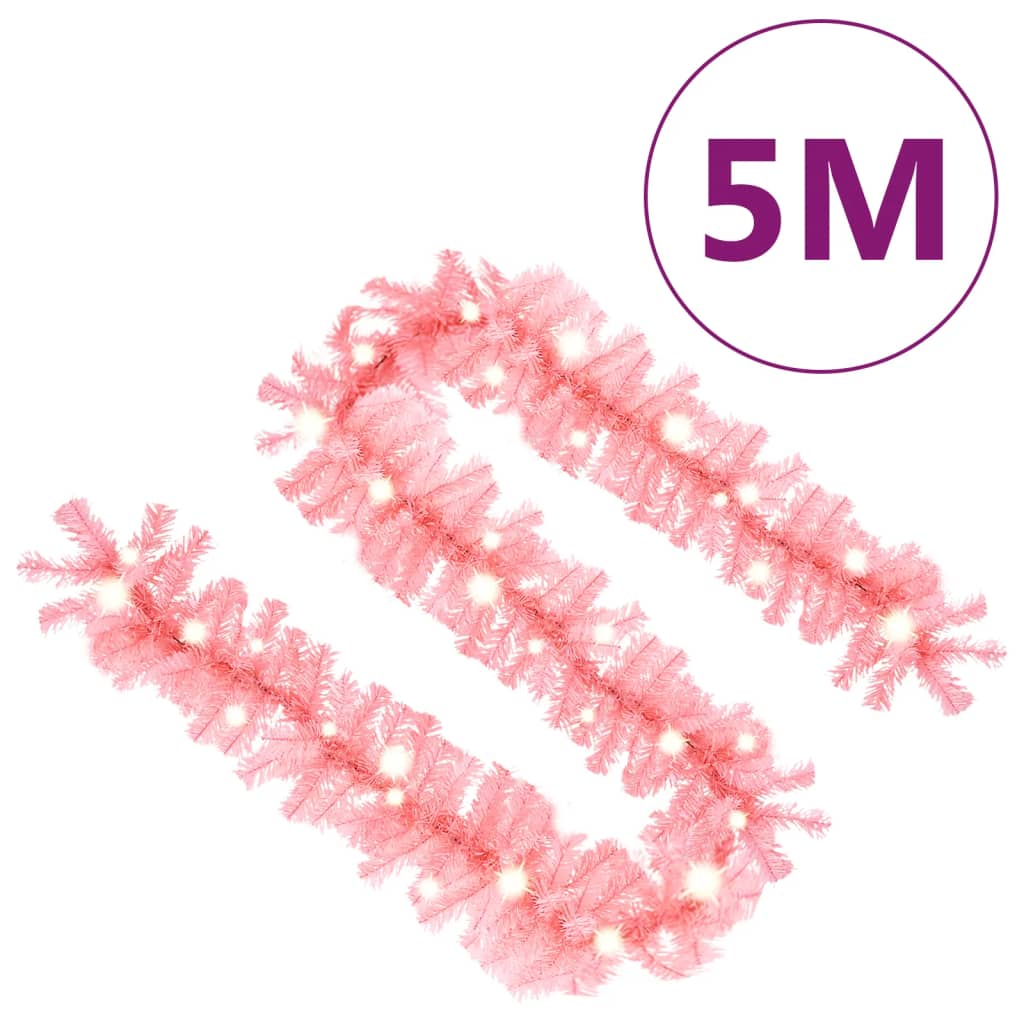 Božićna girlanda s LED svjetlima 5 m ružičasta