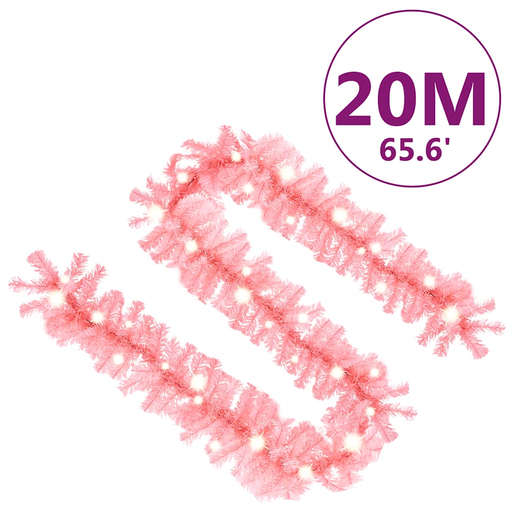 Božićna girlanda s LED svjetlima 20 m ružičasta