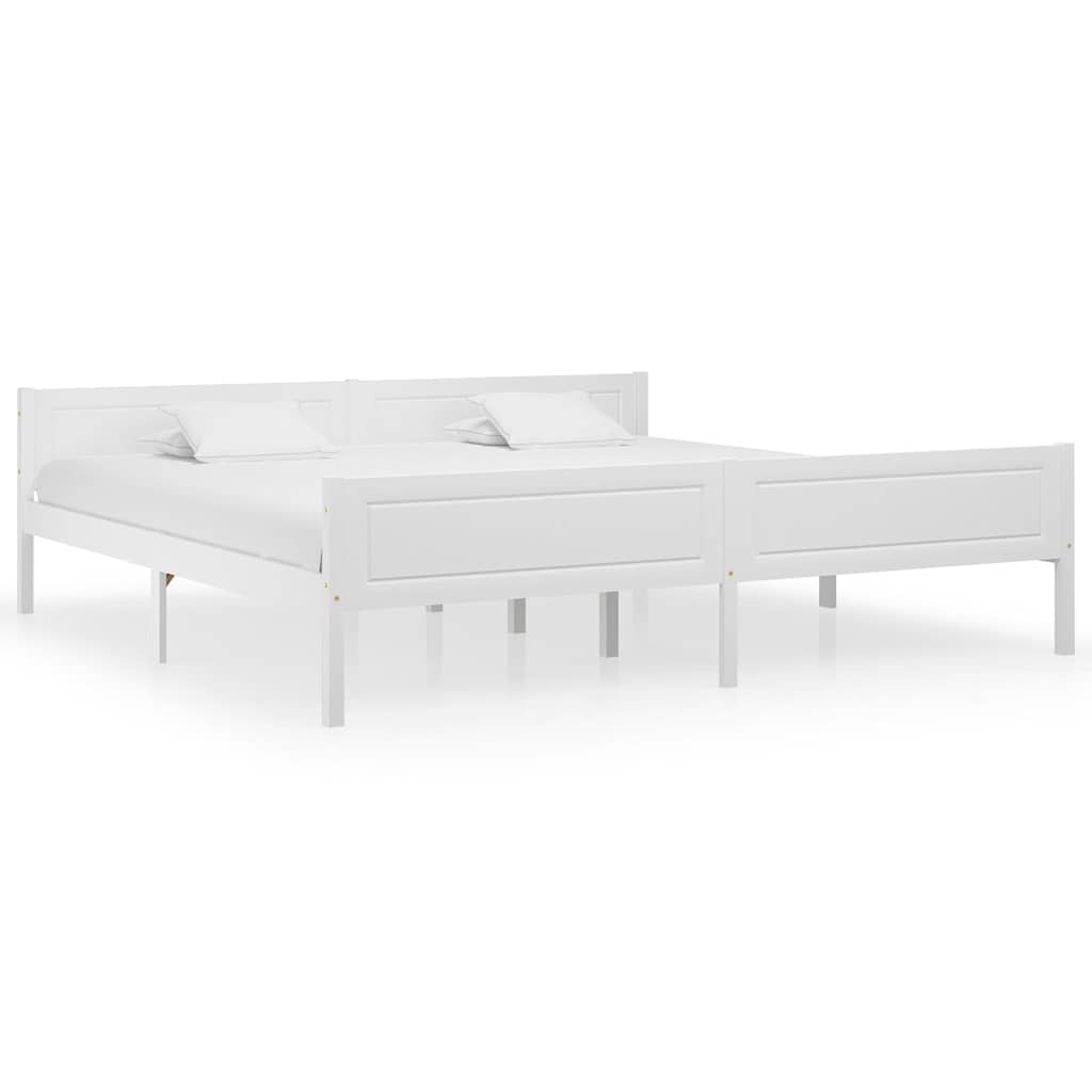 Okvir za krevet od masivne borovine bijeli 200 x 200 cm