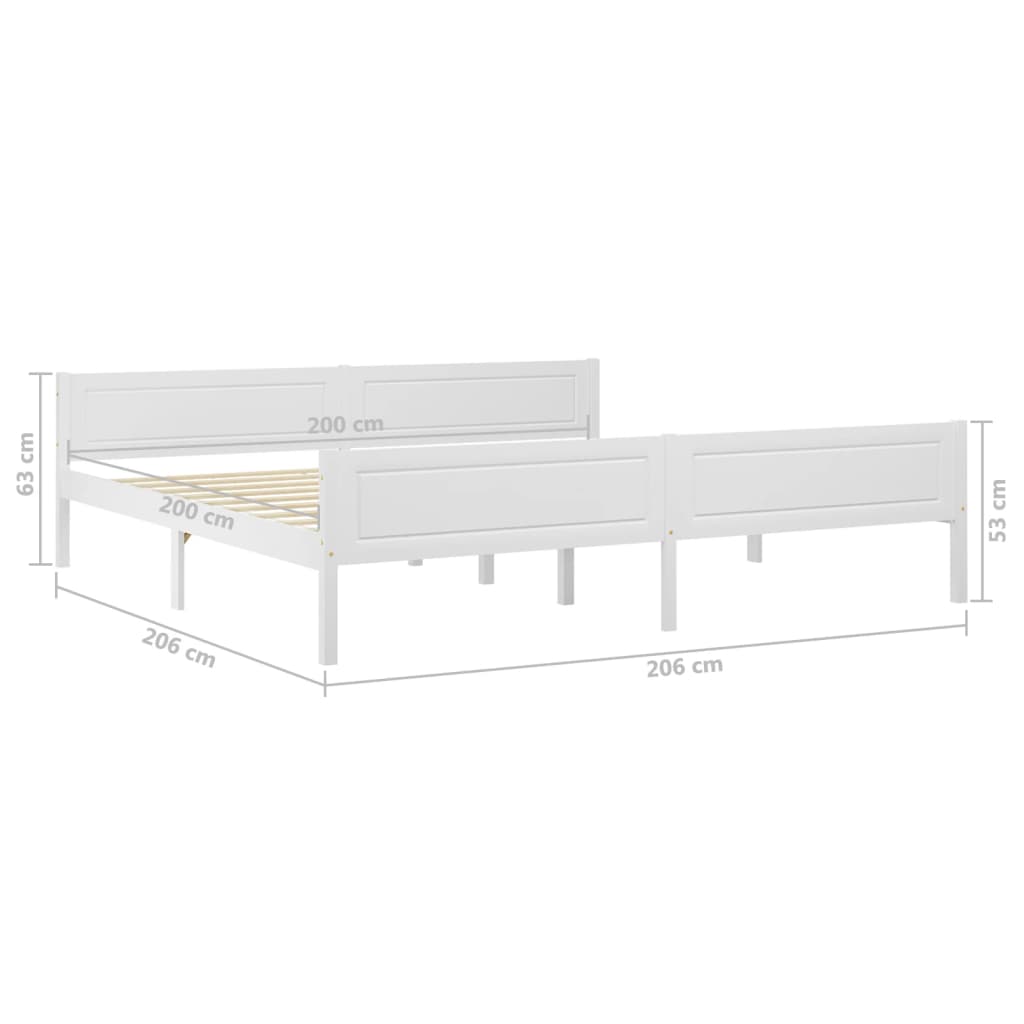 Okvir za krevet od masivne borovine bijeli 200 x 200 cm
