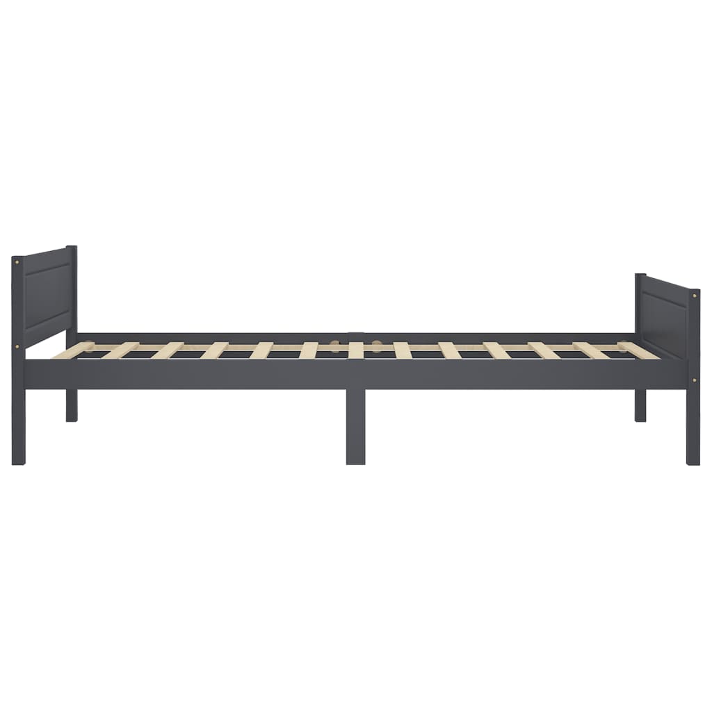 Okvir za krevet od masivne borovine sivi 100 x 200 cm