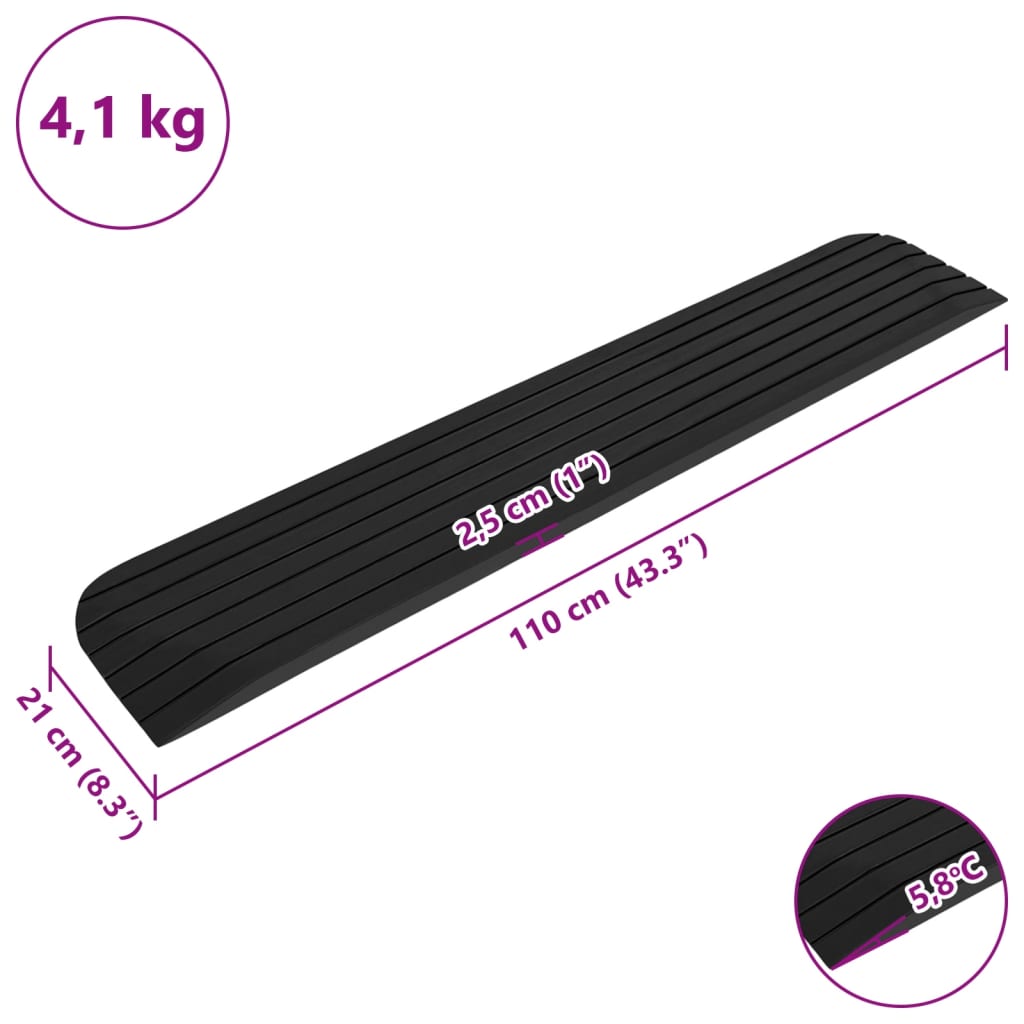 Prilazna rampa 110 x 21 x 2,5 cm gumena