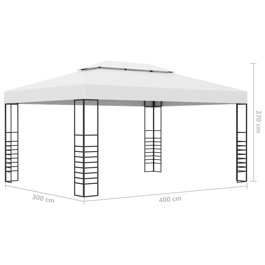 Sjenica s LED svjetlosnim trakama 4 x 3 x 2,7 m bijela