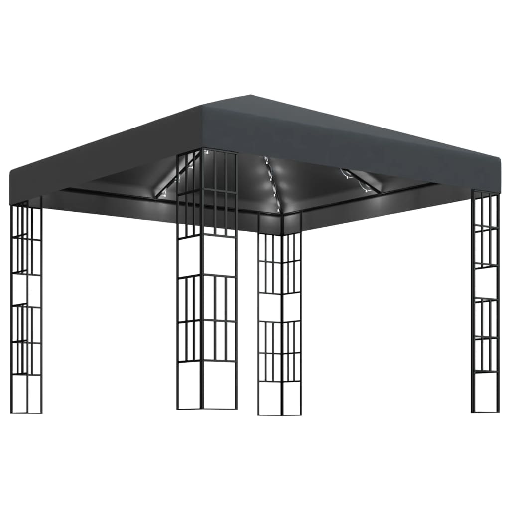 Sjenica s LED svjetlosnim trakama 3 x 3 m antracit