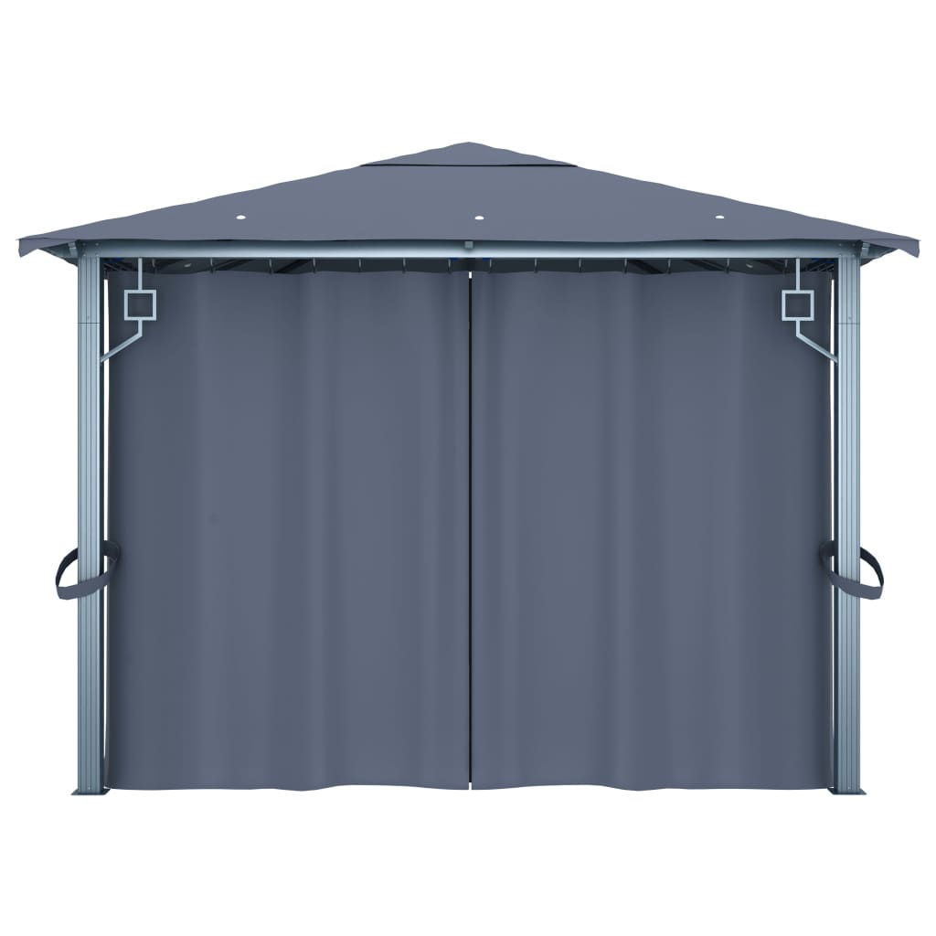 Sjenica sa zastorima i LED svjetlima 400 x 300 cm antracit