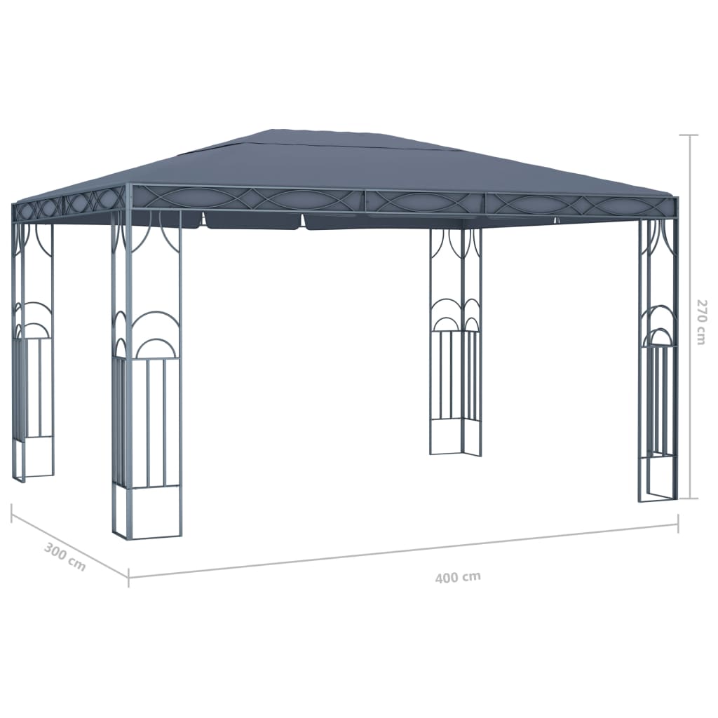 Sjenica s LED svjetlosnim trakama 400 x 300 cm antracit