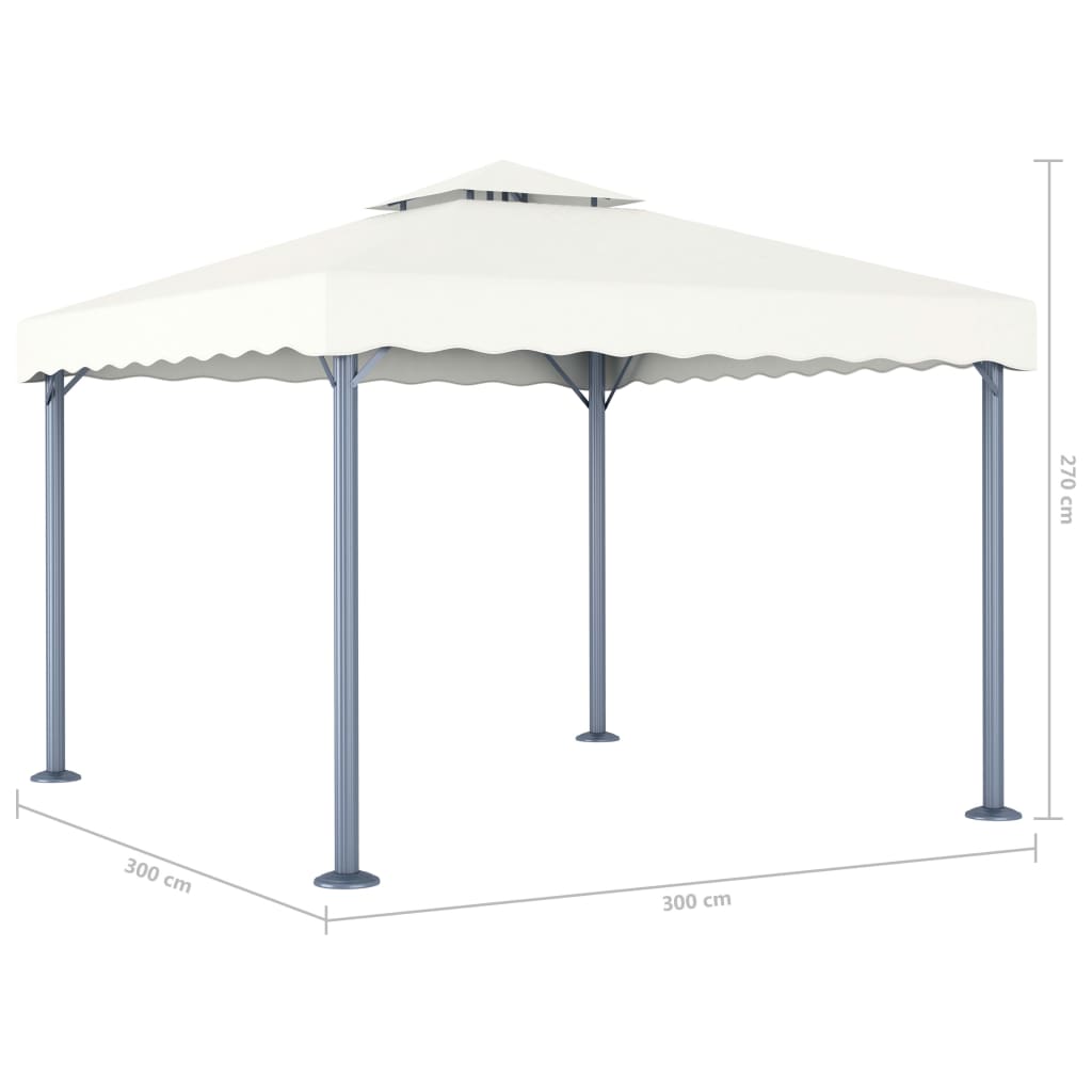 Sjenica s LED svjetlosnim trakama 300 x 300 cm krem aluminijska