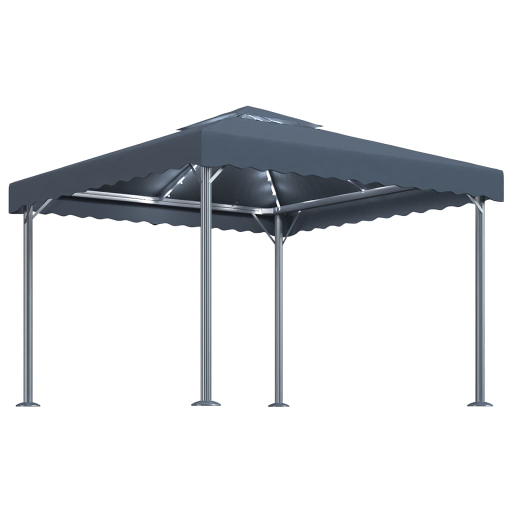 Sjenica s LED svjetlosnim trakama 300x300 cm antracit aluminij