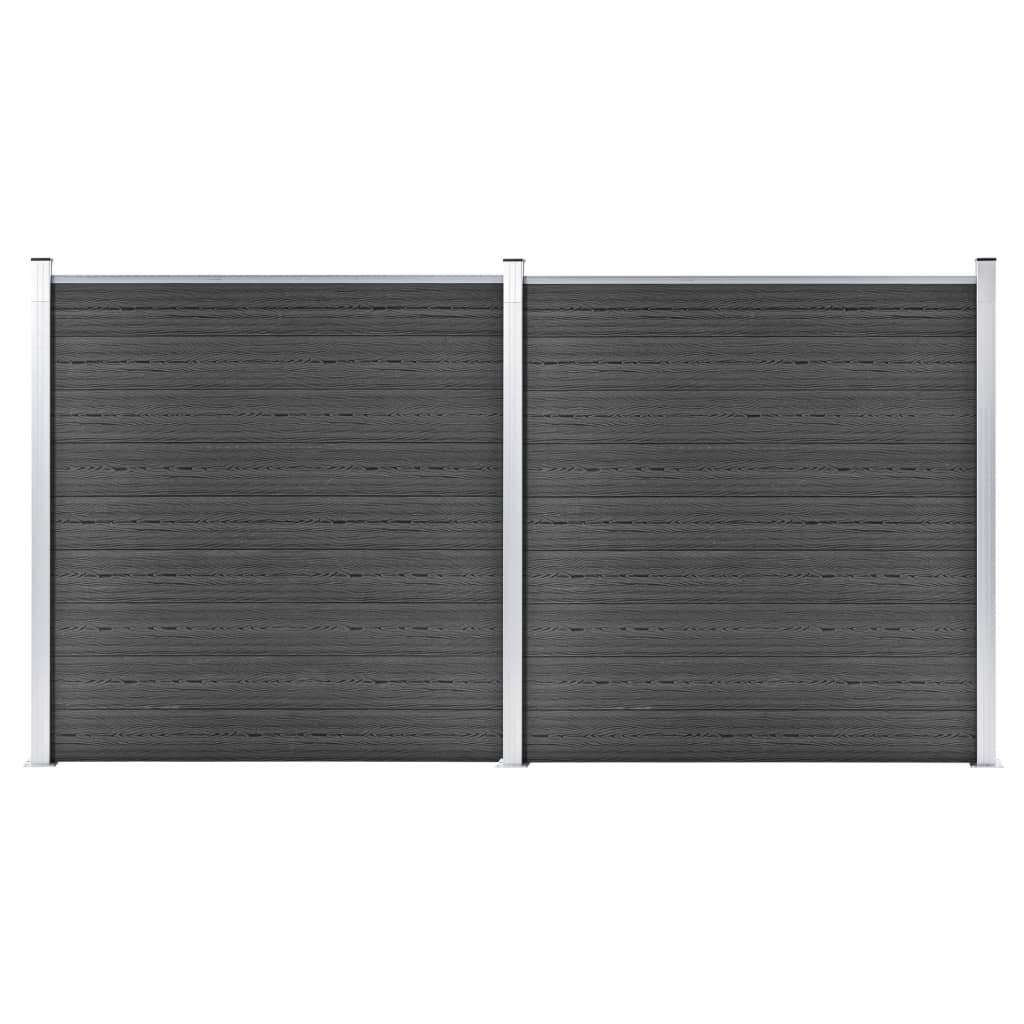 Set panela za ogradu WPC 353 x 186 cm crni
