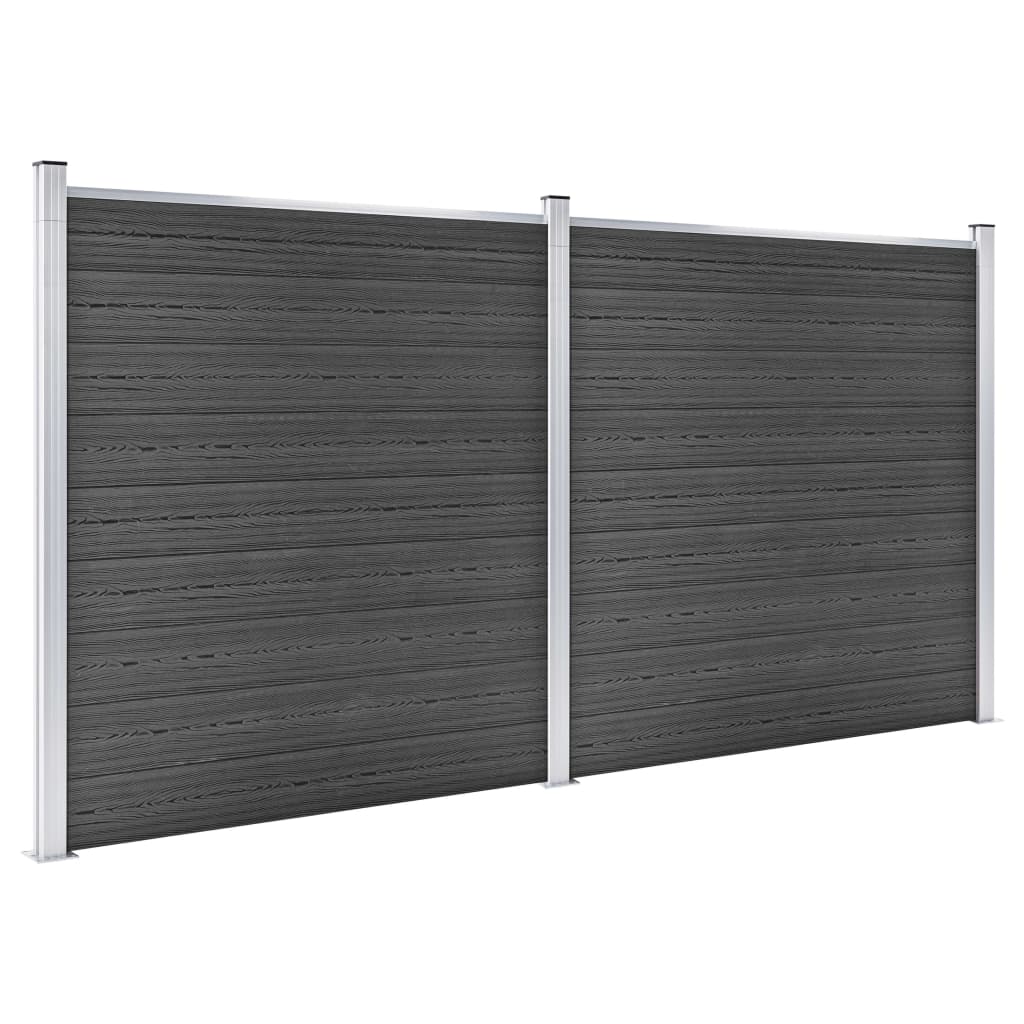 Set panela za ogradu WPC 353 x 186 cm crni