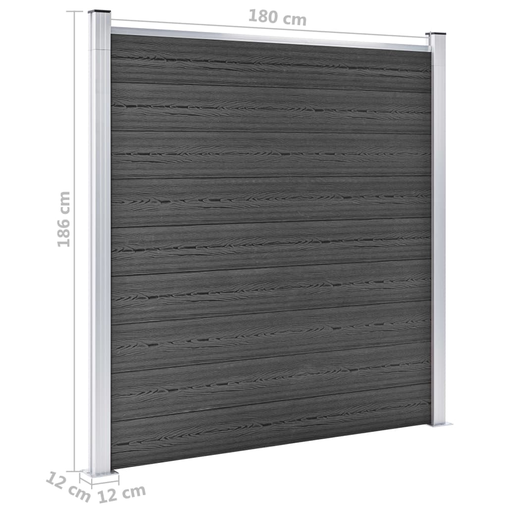 Set panela za ogradu WPC 353 x 186 cm crni