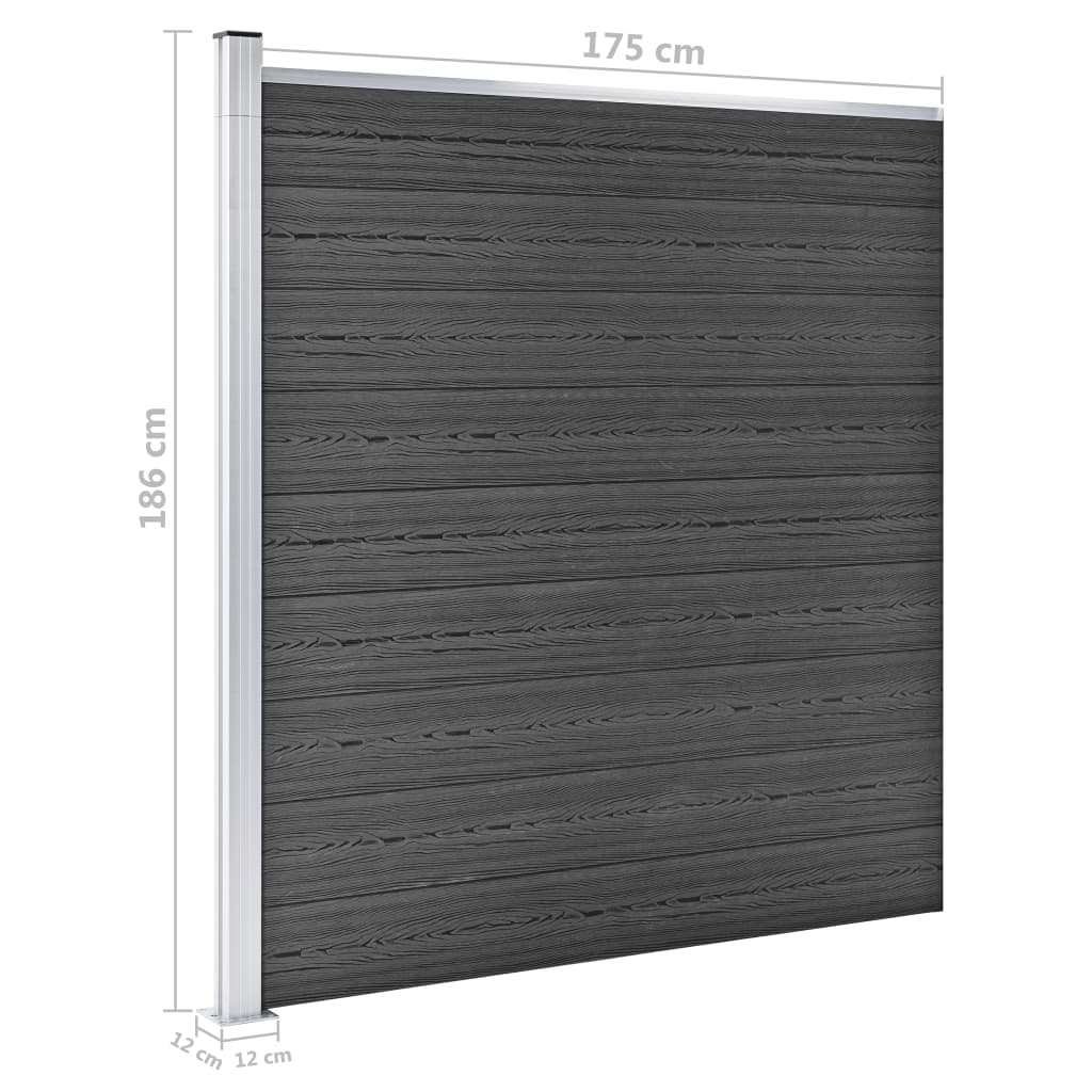 Set panela za ogradu WPC 526 x 186 cm crni