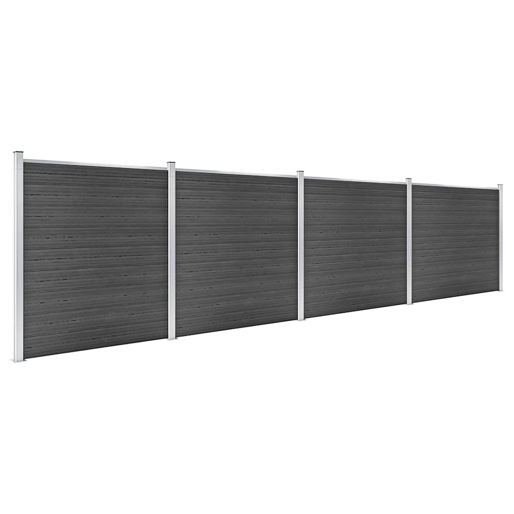 Set panela za ogradu WPC 699 x 186 cm crni