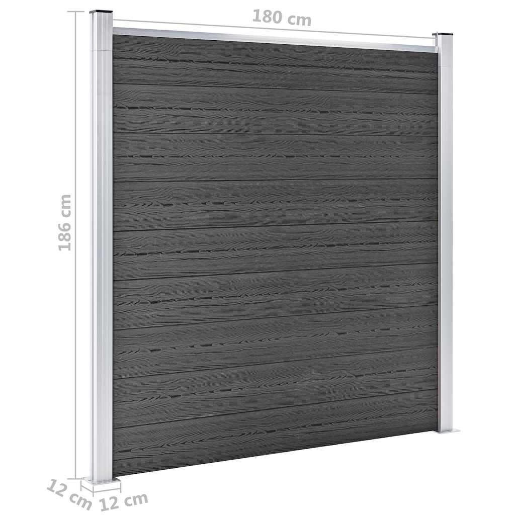 Set panela za ogradu WPC 699 x 186 cm crni