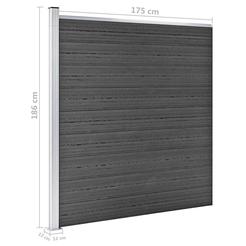 Set panela za ogradu WPC 872 x 186 cm crni