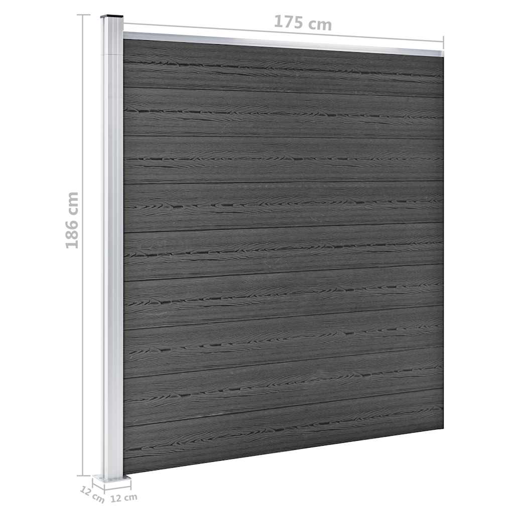 Set panela za ogradu WPC 1391 x 186 cm crni
