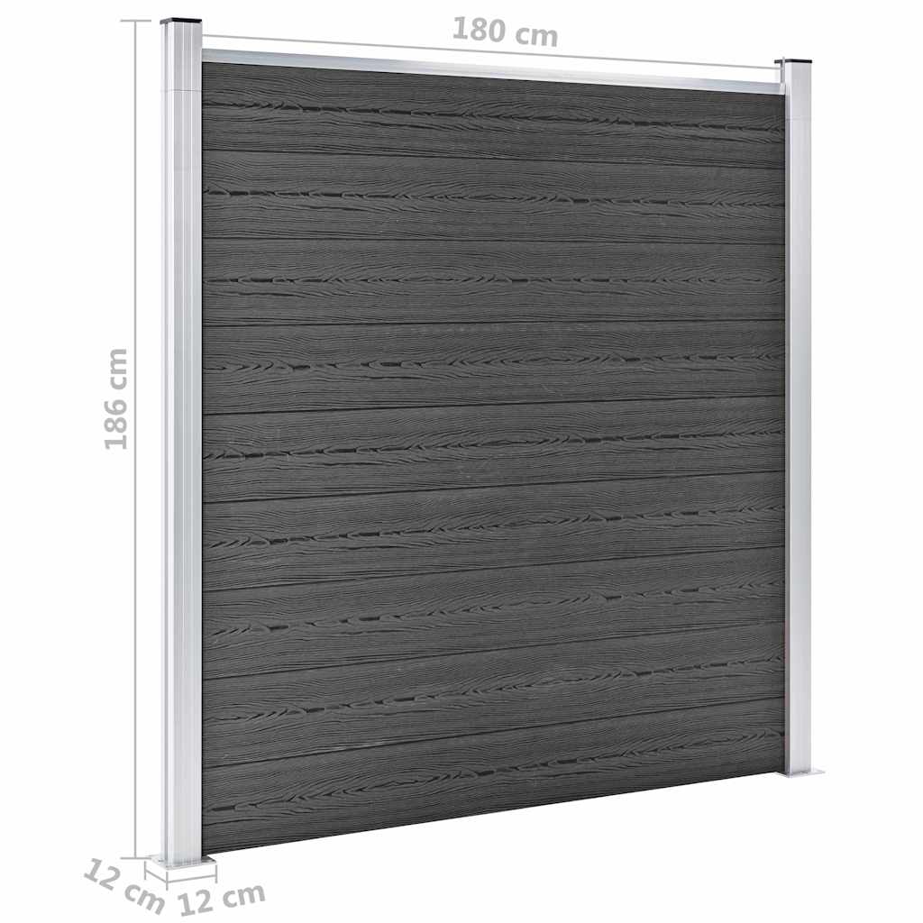 Set panela za ogradu WPC 446 x (105 - 186) cm crni