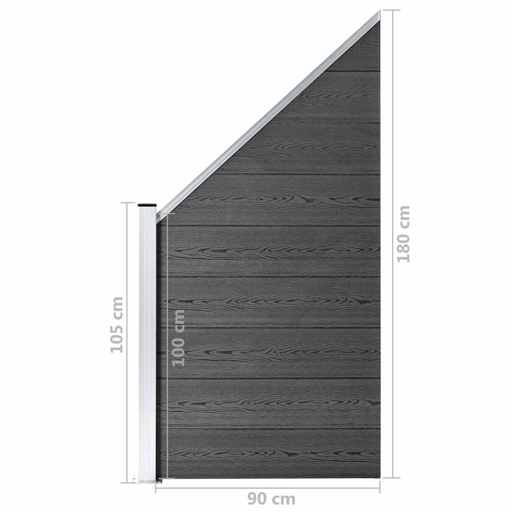 Set panela za ogradu WPC 619 x (105 - 186) cm crni