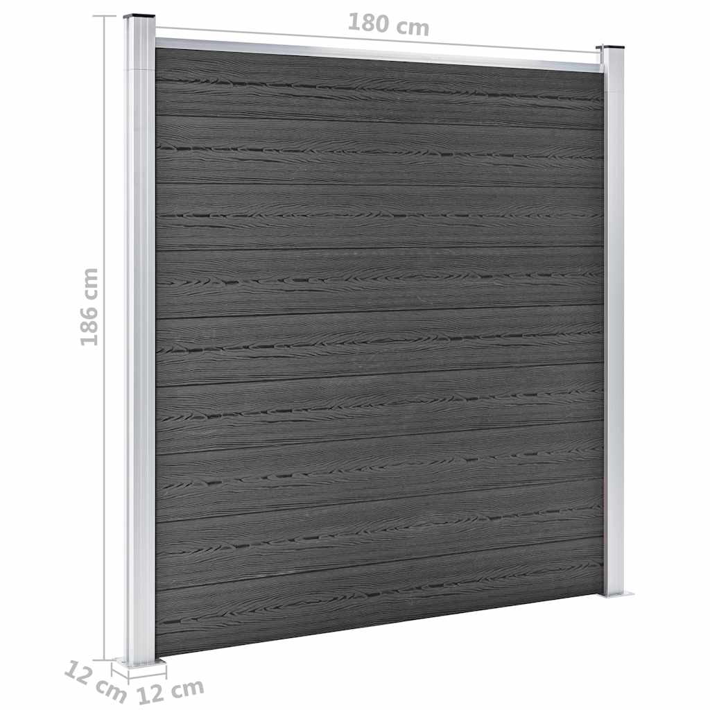 Set panela za ogradu WPC 619 x (105 - 186) cm crni