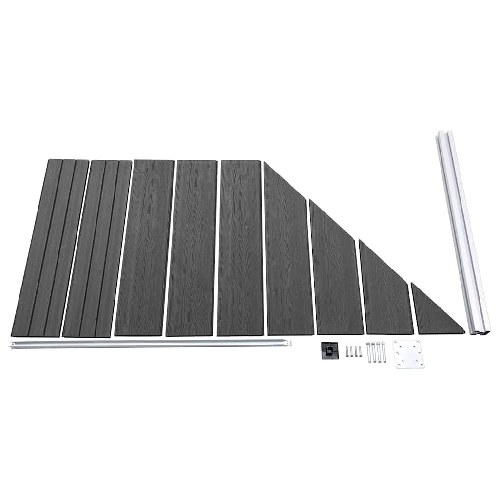 Set panela za ogradu WPC 1138 x (105 - 186) cm crni