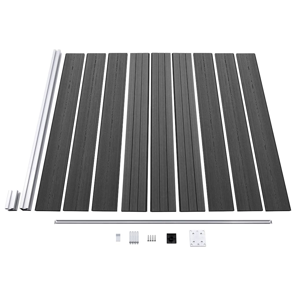 Set panela za ogradu WPC 1138 x (105 - 186) cm crni