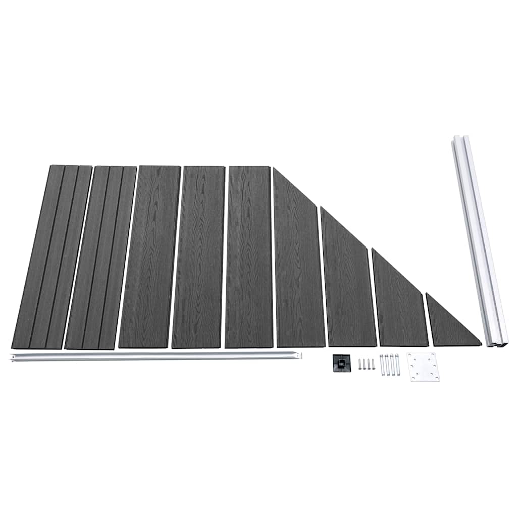 Set panela za ogradu WPC 1311 x (105 - 186) cm crni