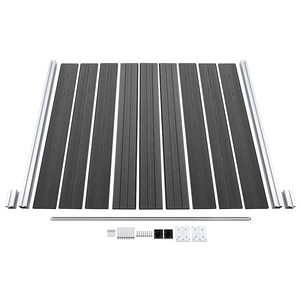 Set panela za ogradu WPC 1484 x (105 - 186) cm crni