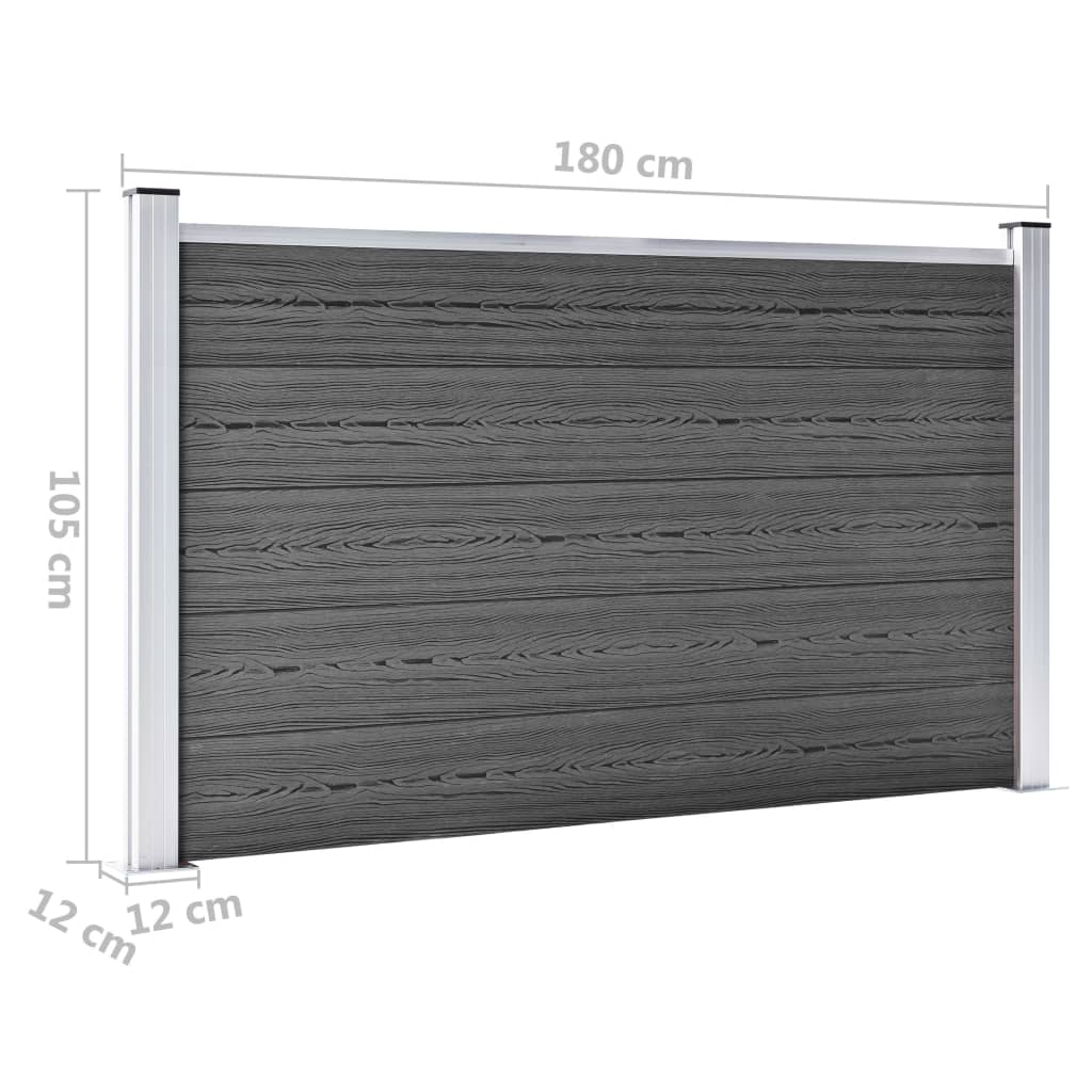 Set panela za ogradu WPC 353 x 105 cm crni